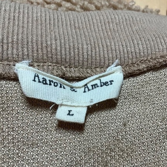 Aaron & Amber Cotton Sherpa Button Front Jacket / Cardigan Patch Pockets US Sz L - Picture 4 of 8